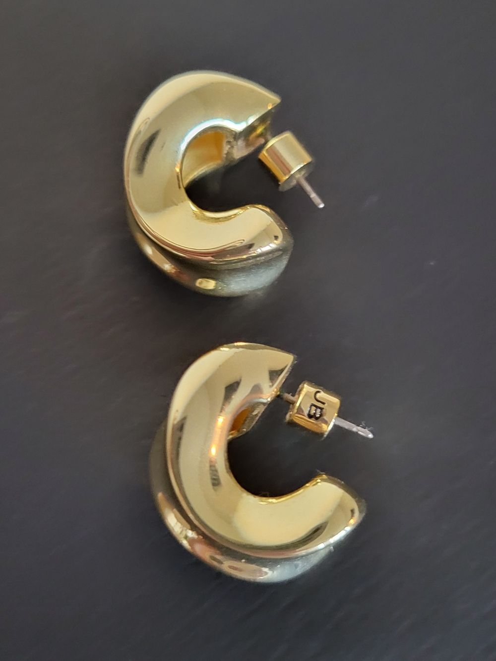 Jenny Bird Chunky C-Shaped Gold Hoop Stud Earrings